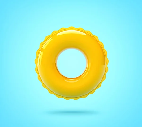 Yellow swimming ring on blue background, clipping path included — 스톡 사진