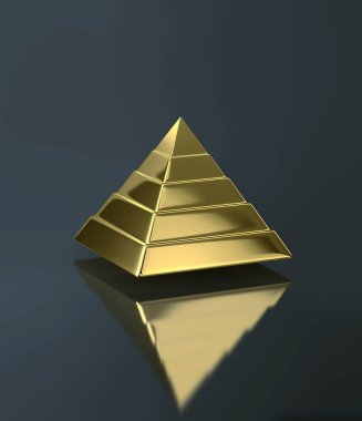 Koyu arka plan üzerinde yansıması ile Altın piramit