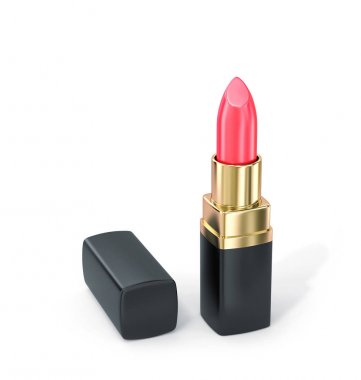 Beyaz arka planda kırmızı ruj. Kırpma yolu dahil