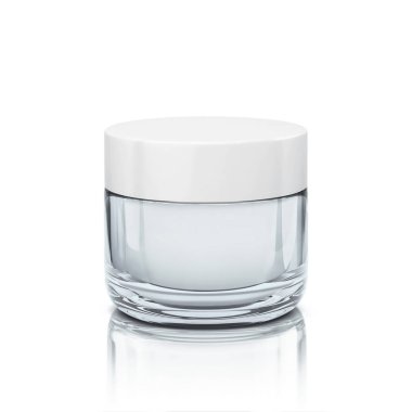 Parlak kozmetik kavanoz, krem tencere. Kırpma yolu dahil