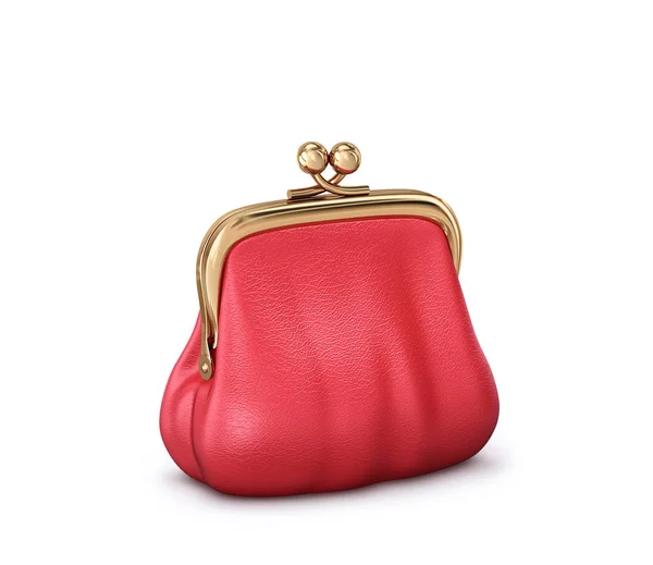 Beyaz izole kırmızı deri çanta