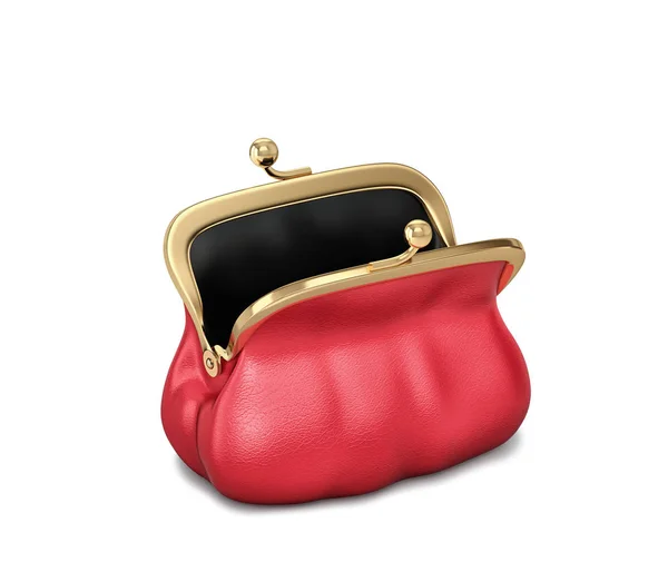 Öppen röd läderväska, kvinnlig väska. Urklippsbana ingår — Stockfoto
