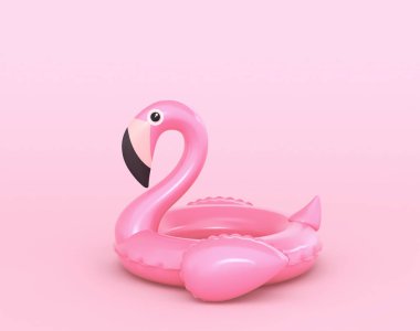 Pembe arka planda şişme flamingo