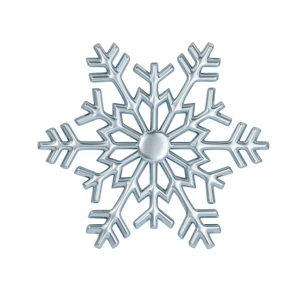 Gümüş kar tanesi beyaz üzerine izole. Kırpma yolu dahil