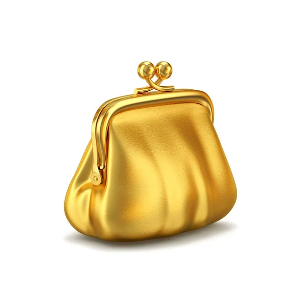 Bolsa de couro dourado isolado no branco — Fotografia de Stock
