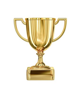 Golden champion cup isolated on white. Clipping path included clipart
