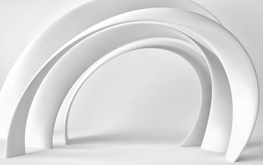 Soyut mimari arka plan, fütüristik iç mekan. 3B görüntüleme