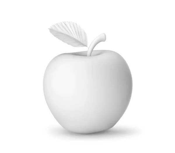 Біле Яблуко Ізольовано Білому Візуалізація Відсічним Контуром — стокове фото