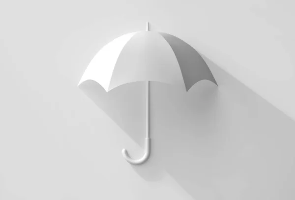 Guarda Chuva Branco Com Sombra Conceito Segurança Renderização — Fotografia de Stock