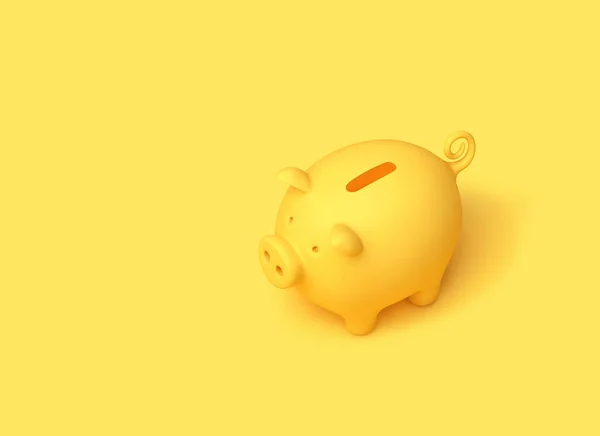 Yellow piggy bank on yellow background. 3D rendering