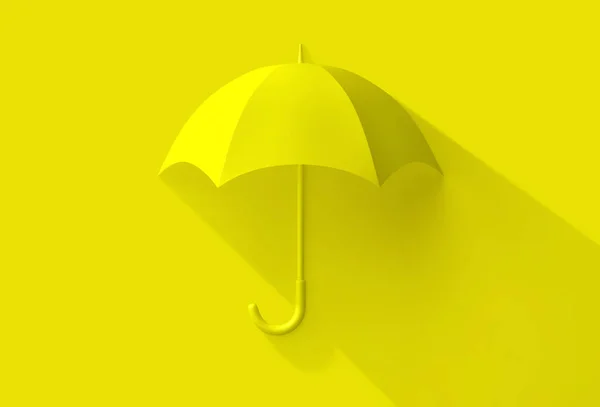 Желтый Зонтик Тенью Желтом Фоне Рендеринг — стоковое фото