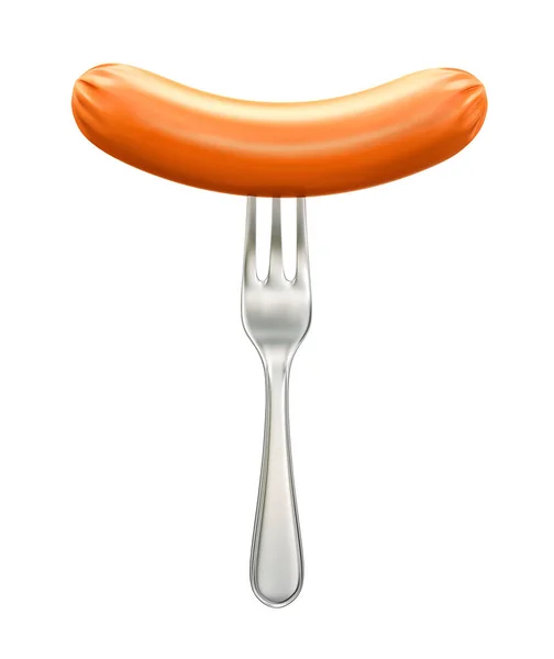 Sausage Fork Isolated White Rendering — Stock Photo, Image