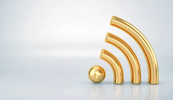 Золотой Беспроводной Символ Wifi Надписью Лигатургическом Фоне Рендеринг Лицензионные Стоковые Изображения