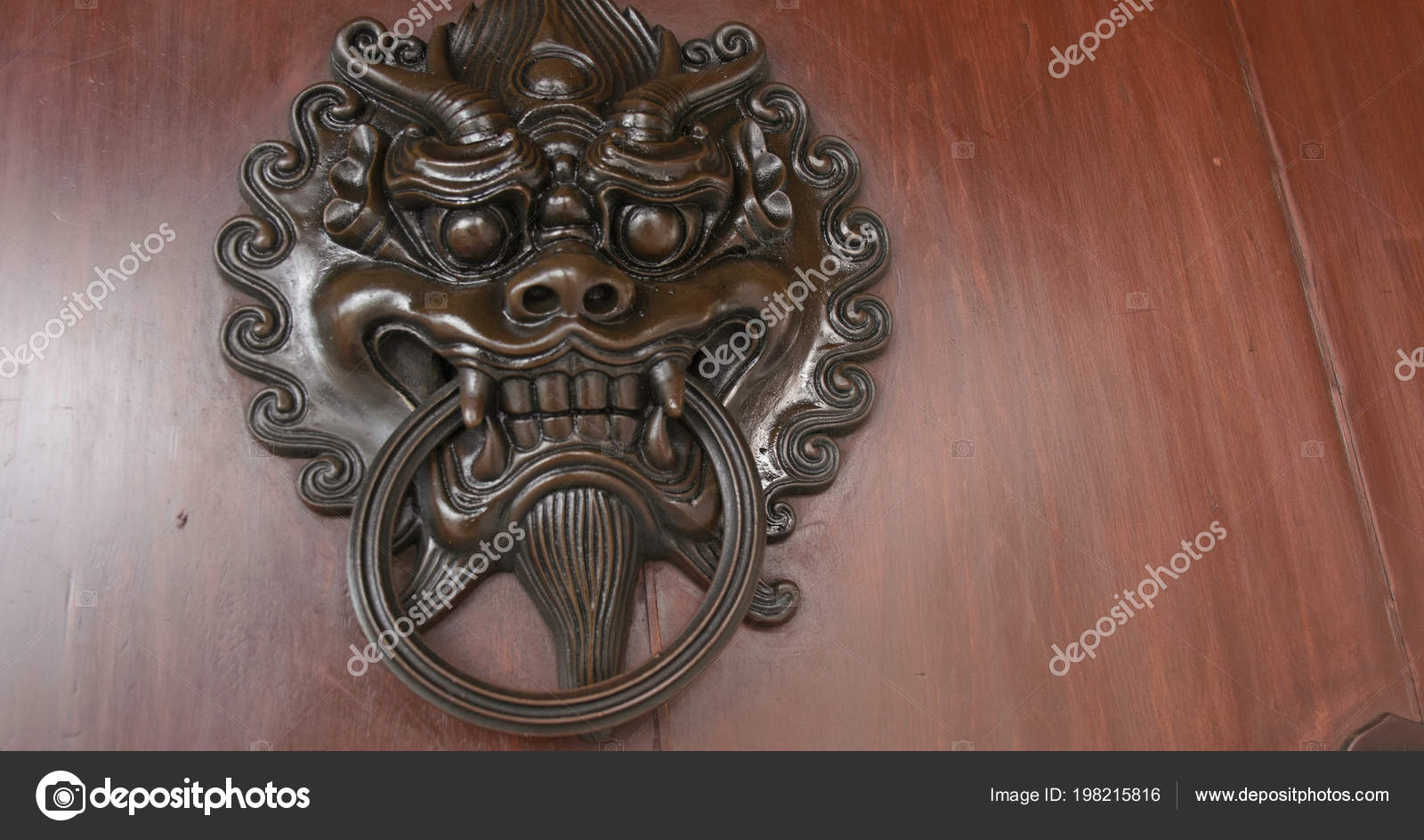 Traditional Chinese Building Lion Statue Lion Wooden Door Handle