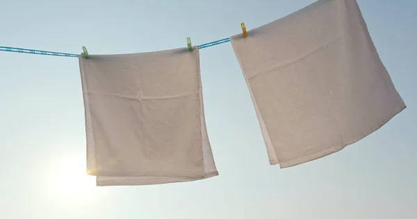 White Towels Drying Close — Stock Photo, Image