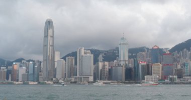Victoria Harbor, Hong Kong - 13 Nisan, 2018: Hong Kong şehir 