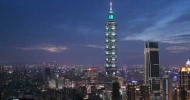 Taipei city, Tayvan - 25 Mayıs, 2018: gece Taipei şehir