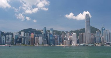 Victoria Harbor, Hong Kong - 31 Mayıs, 2018: Hong Kong gökdelen 