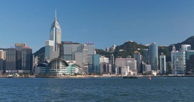 Victoria Harbor, Hong Kong - 31 Mayıs, 2018: Hong Kong işareti