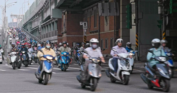 Dihua Street Taipei City May 2018 Motorway Busy Motorbike Traffic — Stock Photo, Image