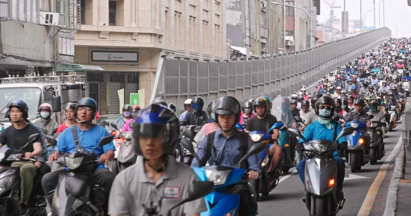 Dihua Street Taipei City Mei 2018 Scooter Verkeer Spitsuur Een — Stockfoto