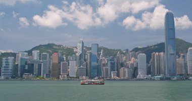 Victoria Harbour, Hong Kong - 31 Mayıs, 2018: Hong Kong işareti