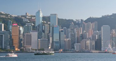 Victoria Harbour, Hong Kong - 13 Nisan, 2018: Hong Kong şehir