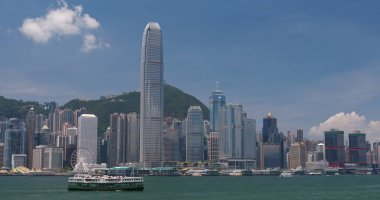 Victoria Harbor, Hong Kong - 31 Mayıs, 2018: Hong Kong gökdelen 