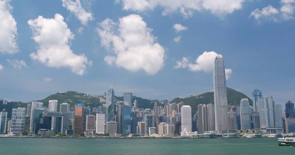 Гавань Вікторія Гонконг Квітня 2018 Гонконг Міських Сіті Горизонт Сонячний — стокове фото