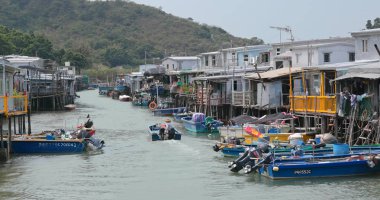 Tai O, Hong Kong - 03 Mayıs, 2018: Hong Kong Tai O balıkçı köyü 