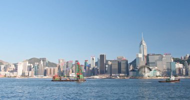 Victoria Harbour, Hong Kong - 13 Nisan, 2018: Hong Kong şehir