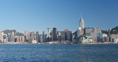 Victoria Harbor, Hong Kong - 31 Mayıs, 2018: Hong Kong manzarası