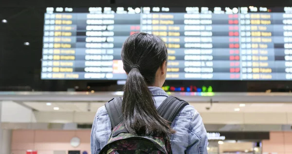 Genç kadın yolcusu Havalimanı'nda bulunan uçuş numarası sayı