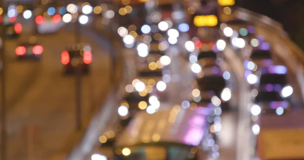 Размытый Вид Городского Трафика Ночью — стоковое фото