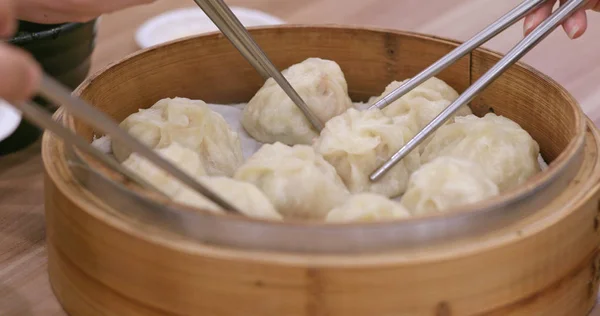 Steamed meat dumpling buns in taiwan restaurant