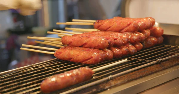 Salsicce Barbecue Nel Mercato Notturno Taiwan — Foto Stock