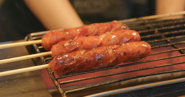 Delizioso Salsicce Barbecue Nel Mercato Notturno Taiwan — Foto Stock