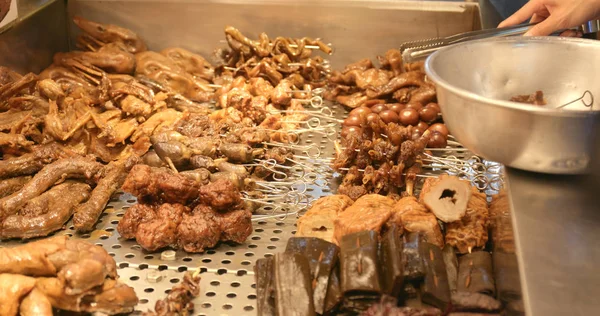 Taiwan Avondmarkt Verkopen Lou Mei Sojasaus Vlees Bij Buiten — Stockfoto