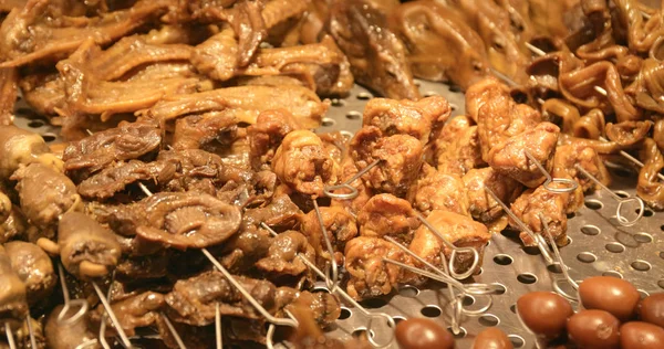 Taiwan Avondmarkt Verkopen Lou Mei Sojasaus Vlees Bij Buiten — Stockfoto