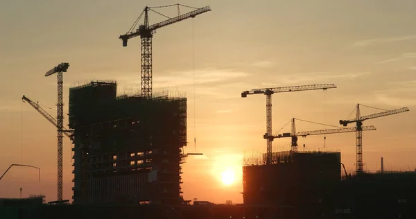 Site Construction Sous Coucher Soleil — Photo