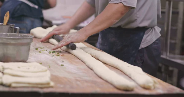 Making Sesame Flat Bread Traditional Taiwan Restaurant — Stock Photo, Image