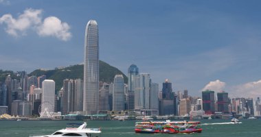 Victoria Harbour, Hong Kong - 31 Mayıs, 2018: Hong Kong şehir