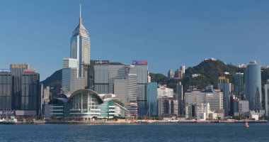 Victoria Harbor, Hong Kong - 31 Mayıs, 2018: Hong Kong manzarası