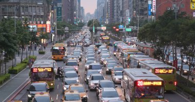 Taipei city, Tayvan - 28 Mayıs, 2018: Taipei kentsel şehir trafik 