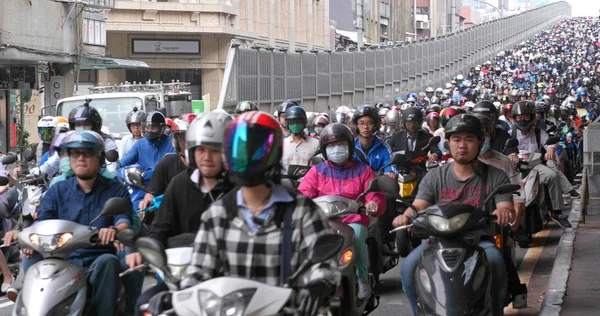 Calle Dihua Ciudad Taipei Mayo 2018 Multitud Motocicletas Ciudad Taipei — Foto de Stock