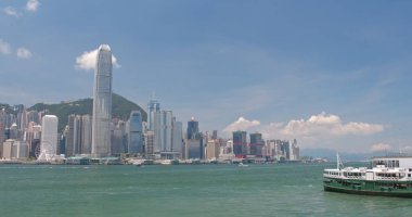 Victoria Harbor, Hong Kong - 31 Mayıs, 2018: Hong Kong işareti