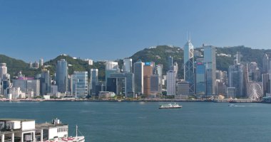 Victoria Harbour, Hong Kong - 13 Nisan, 2018: Hong Kong şehir