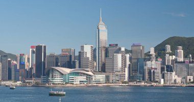 Victoria Harbour, Hong Kong - 13 Nisan, 2018: Hong Kong kentsel şehir