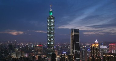 Taipei city, Tayvan - 18 Mayıs, 2018: gece Taipei şehir