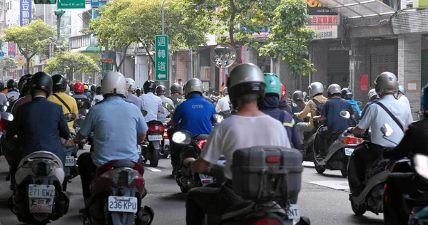 Dihua Street Taipei Cidade Maio 2018 Aglomerado Moto Cidade Taipei — Fotografia de Stock